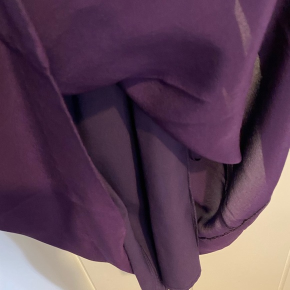 Madewell 100% Silk Deep Purple Cold Shoulder Dress w/ Tie Detail. Size 6 NWT - Picture 5 of 8